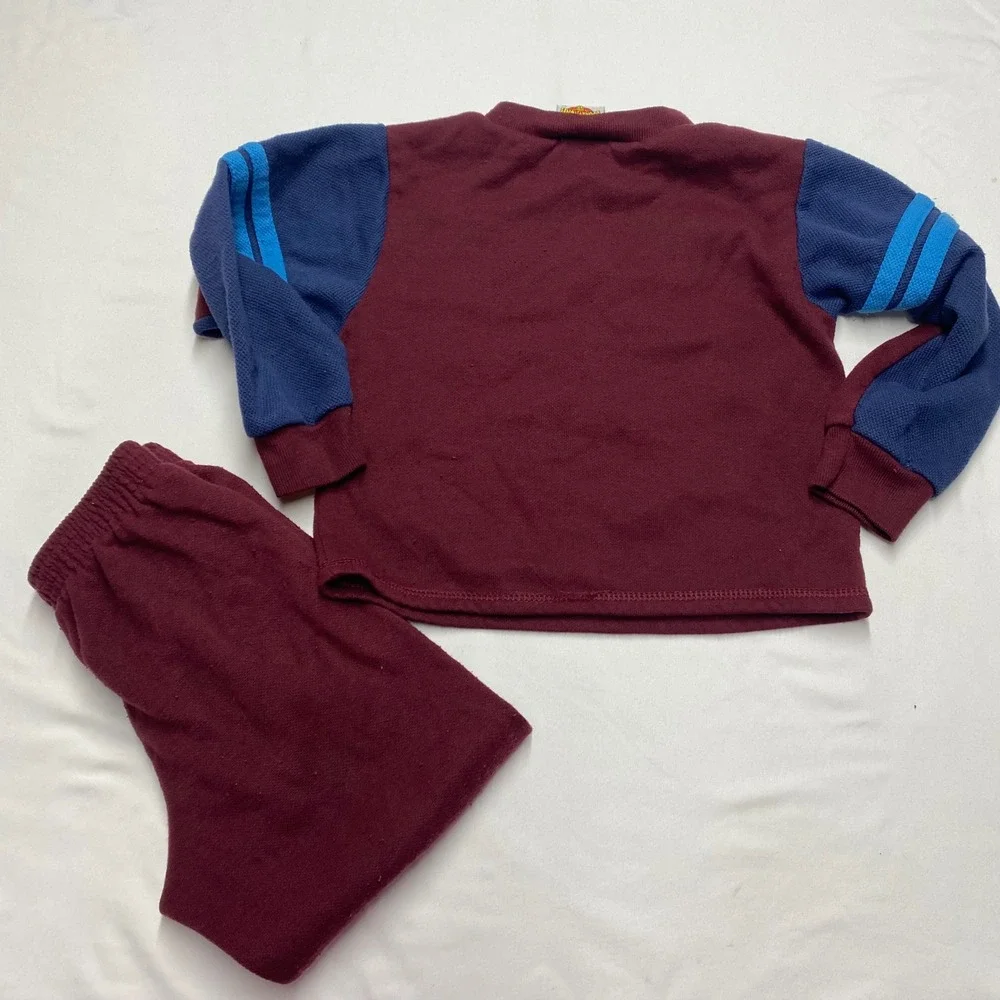 Vintage 1997 Looney Tunes Tasmanian Devil Hockey Sweatsuit Set Toddler 4 Maroon